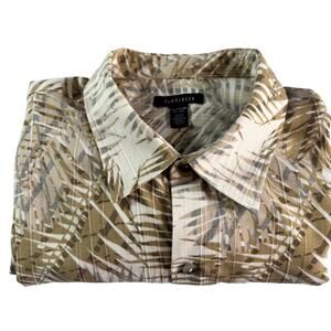 Van Heusen Men's sz XL Tan Tropical Hawaiian Shirt Beach Vacation Cruise Floral